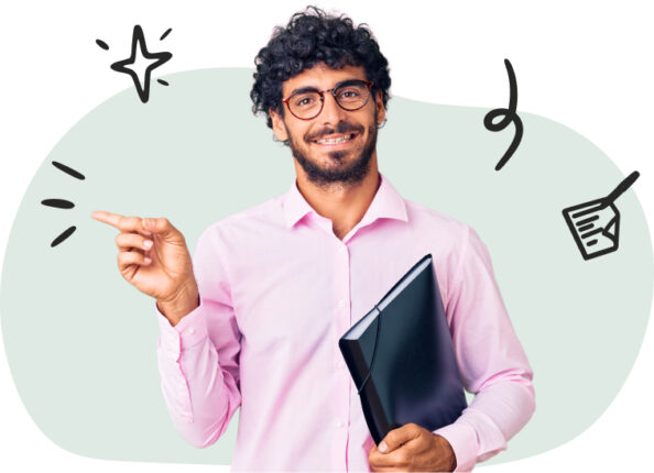 homme recrutement homme avec barbe tenant dans sa main un dossier